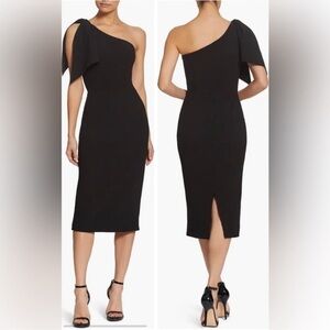 NWOT DRESS THE POPULATION Tiffany One-Shoulder Midi Dress Black S